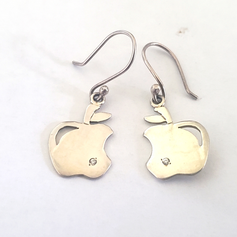 Cute silver apple earring